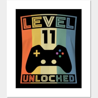 Level 11 Unlocked Video Gamer 11th Birthday Gaming Posters and Art